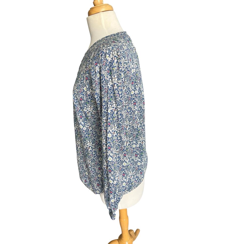 J. Crew Scalloped Cotton Poplin Blouse Shirt Mixed Liberty Prints Floral Medium - Picture 5 of 12